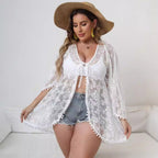 Damen Eleganter Spitzen-Strandüberwurf R&B