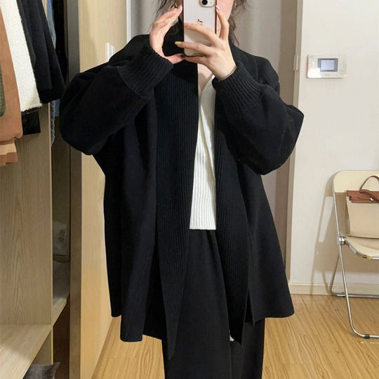Damen Modischer Oversized Cardigan mit strukturiertem Kragen R&B