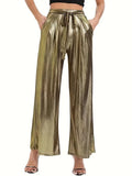 Damen elegante Plisseehose mit hochglänzendem Finish R&B
