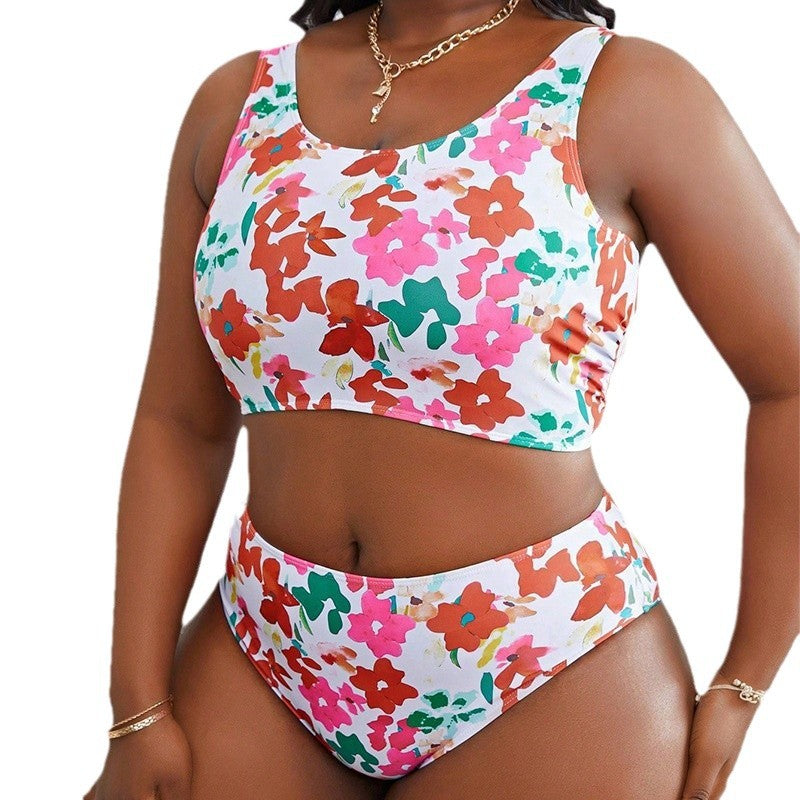 Damen Bikini-Set mit hohem Taillenschnitt und floralem Design R&B