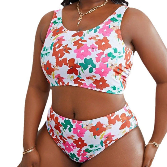 Damen Bikini-Set mit hohem Taillenschnitt und floralem Design R&B