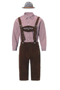 Herren nan authentische Trachten-KniR&Bundhose aus wildlederähnlichem Material mit verstellbaren Trägern und besticktem Brustlatz R&B