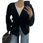 Damen Eleganter Strickmantel mit Wickeldesign R&B