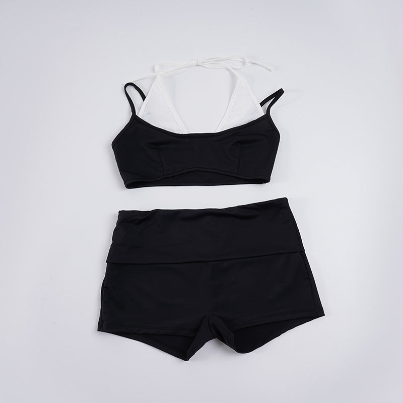 Damen Sportlicher Bikini mit hoch sitzender Shorts und verstellbaren Trägern R&B