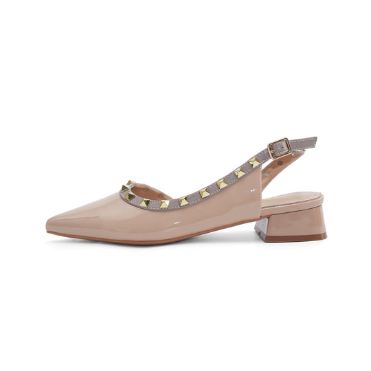 Damen Slingback Pumps mit schimmerndem Lack und eleganter Nietenverzierung R&B