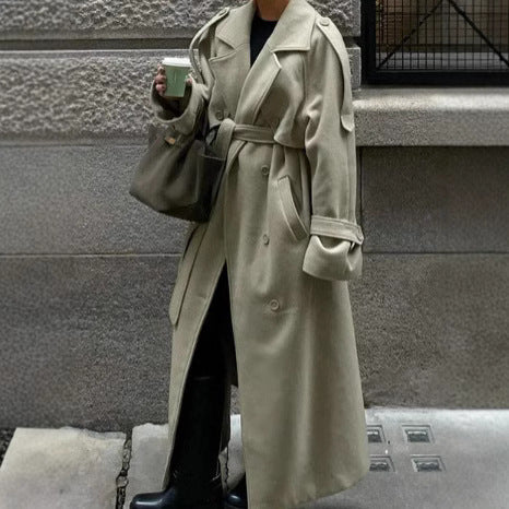 Damen Wolle Trenchcoat R&B