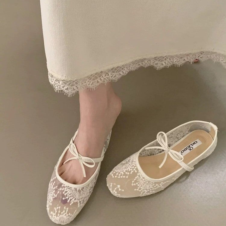 Damen Ballerinas mit elegantem Spitzenmuster R&B