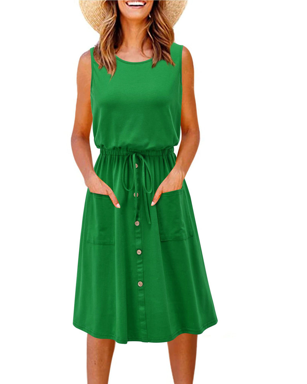 Damen Stilvolles Freizeitkleid mit Knopfdetail und praktischen Taschen R&B