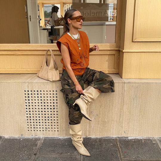 Damen stylische Westen mit praktischen Taschen R&B
