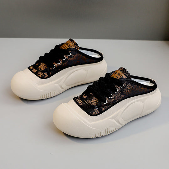 Damen bequeme Slip-On Sneaker mit modischem Blumenmuster und stoßdämpfender Sohle R&B