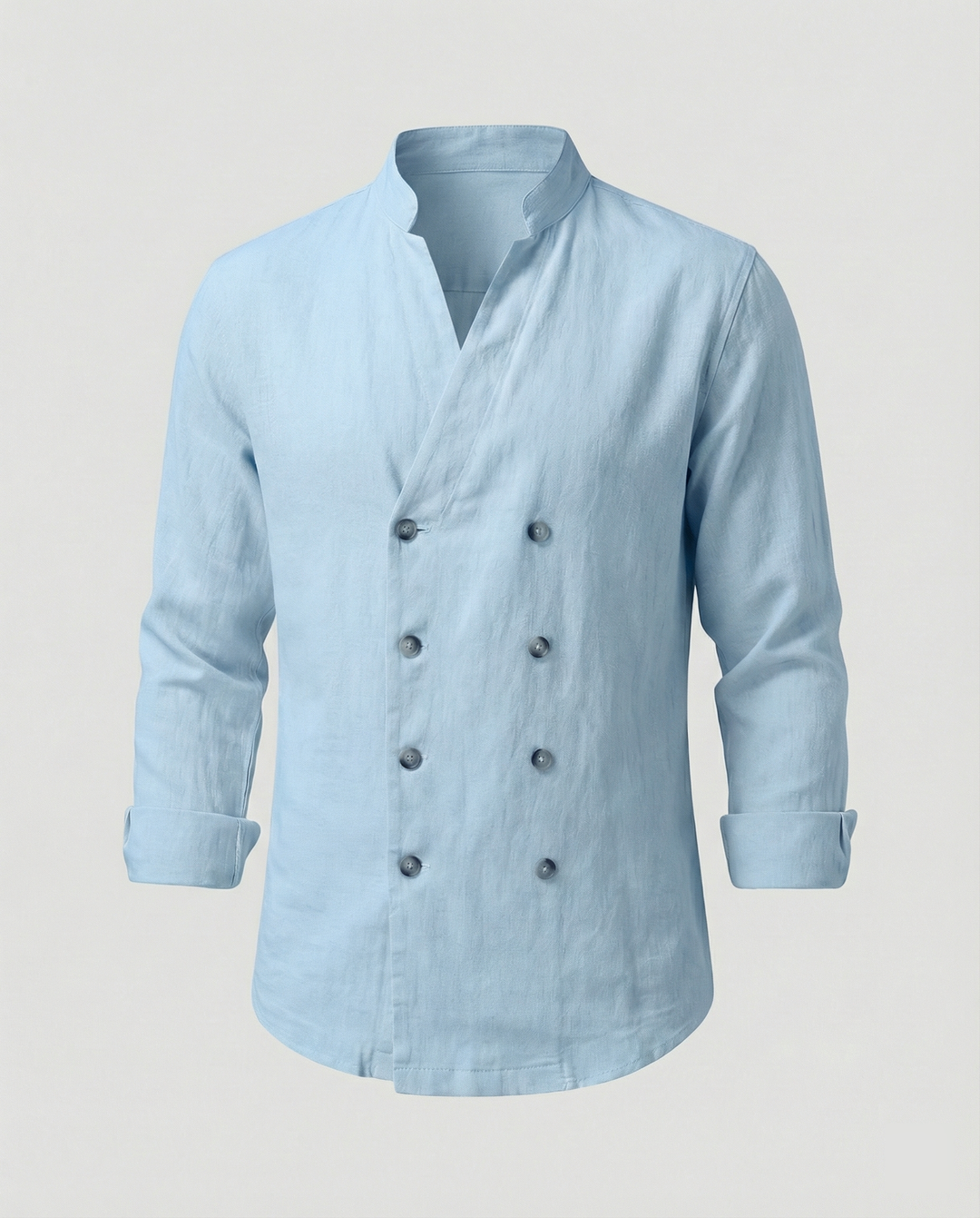 Herren elegantes Leinenhemd mit doppelter Knopfleiste R&B
