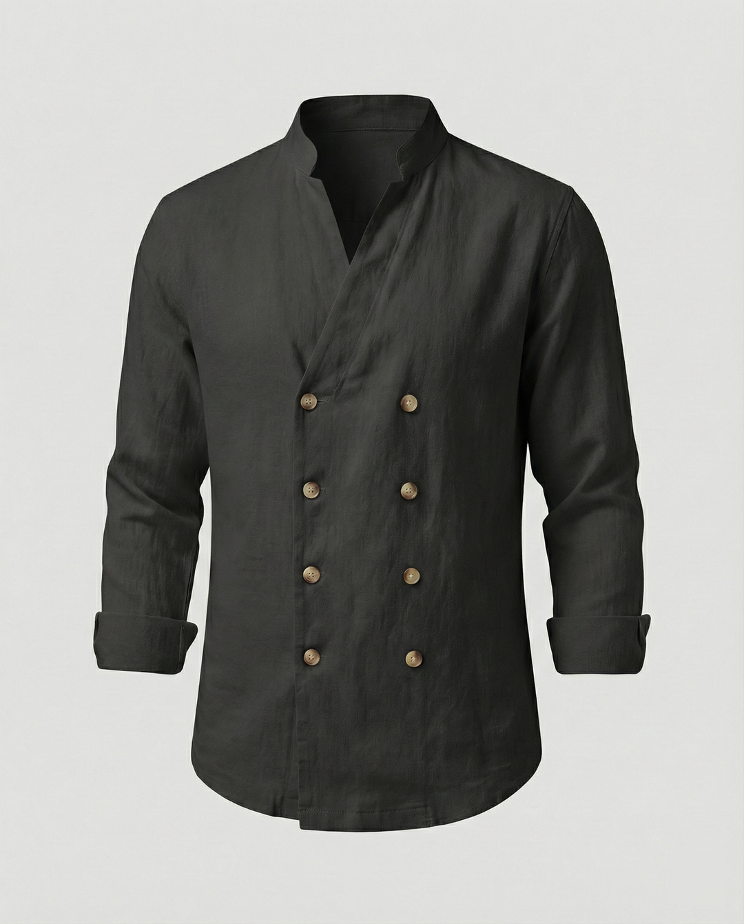 Herren elegantes Leinenhemd mit doppelter Knopfleiste R&B