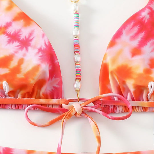 Damen Triangel-Bikini mit modischem Bindeband-Design R&B