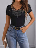 Damen Eleganter Body mit kunstvoller Stickerei R&B