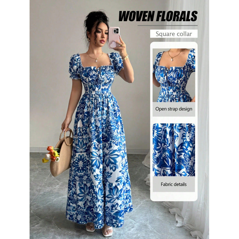 Damen Maxikleid mit quadratischem Ausschnitt und offenen Trägern R&B