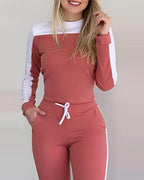 Damen sportliches Freizeit-Set mit langärmligem Oberteil und Jogginghose R&B