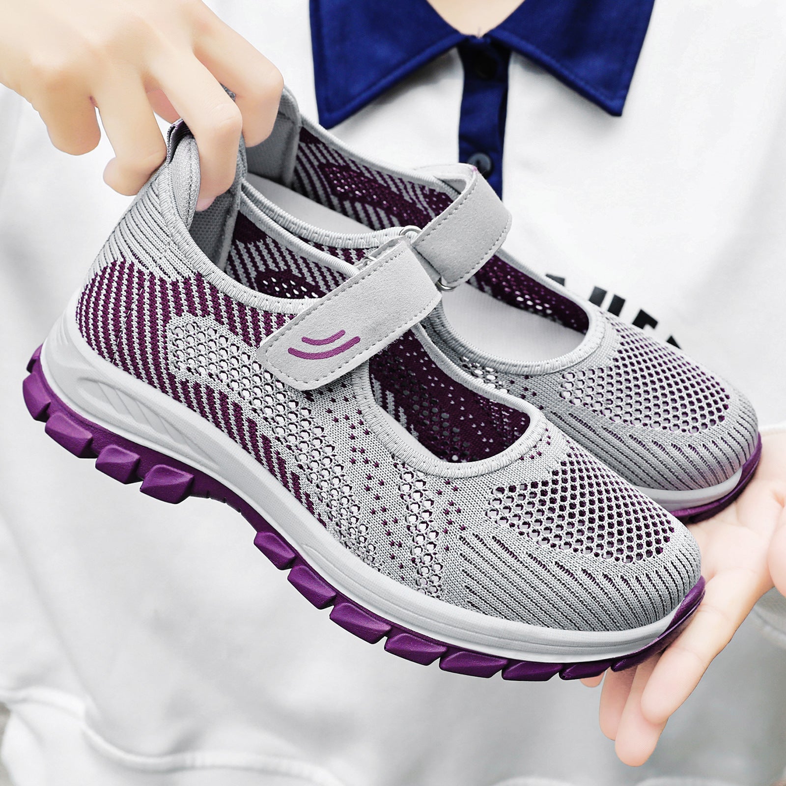 Damen Atmungsaktive Fitness-Schuhe mit praktischem Klettverschluss R&B