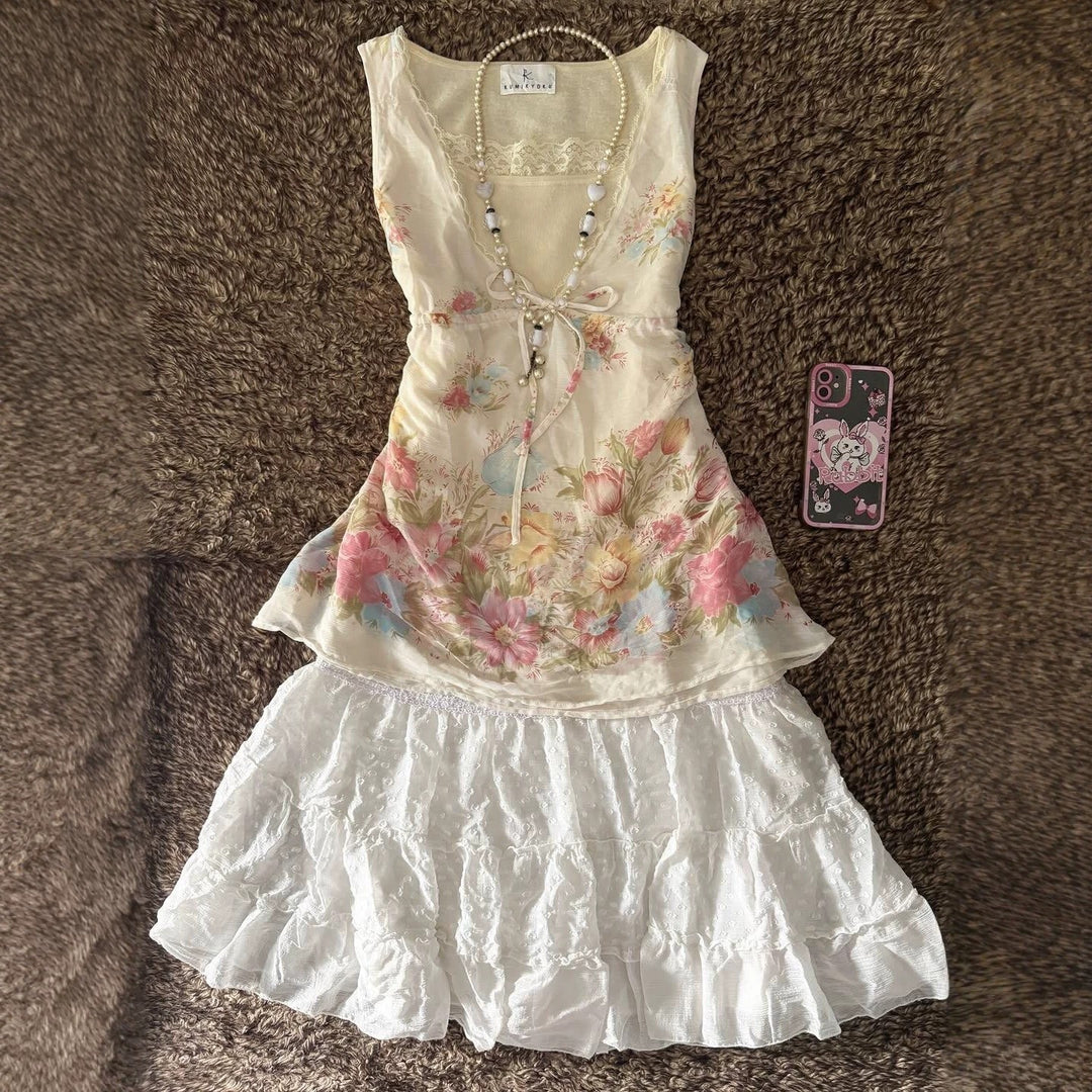 Damen Verspieltes Blumentop R&B