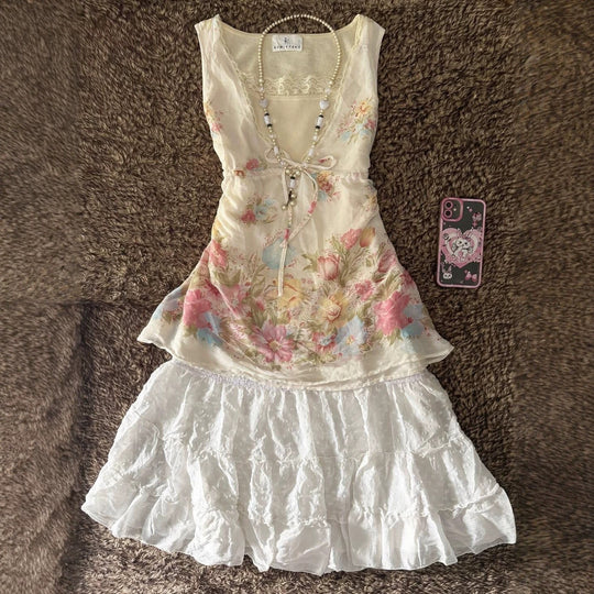 Damen Verspieltes Blumentop R&B