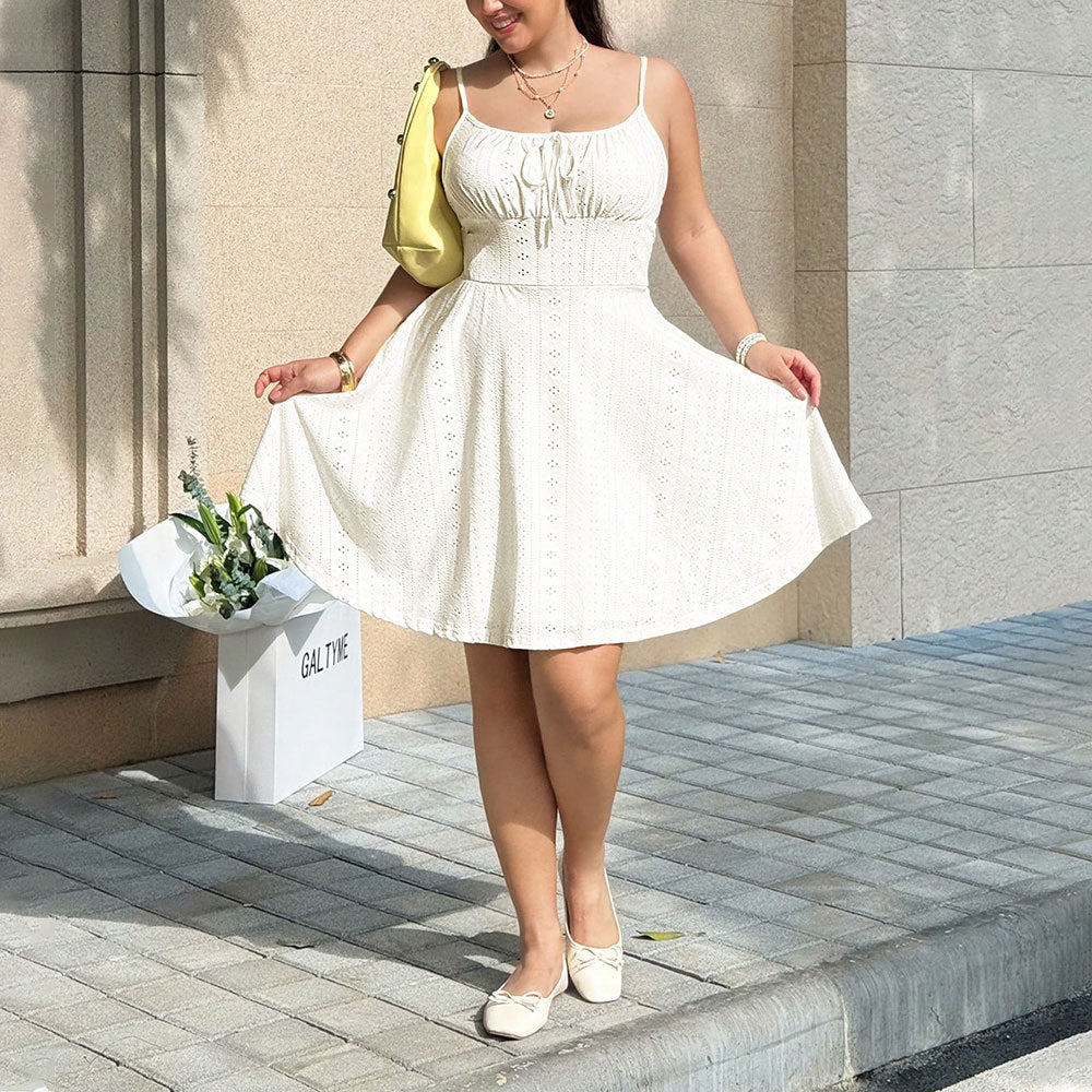 Damen Sommerliches Blütenmuster-Kleid mit Taillenband und Spitzenelementen R&B