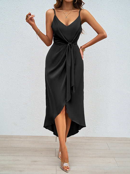 Damen Midikleid mit raffiniertem Wickeldesign und verstellbaren Trägern R&B