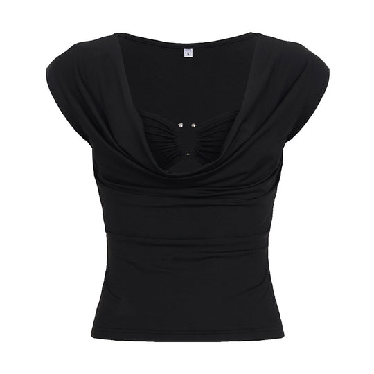 Damen Elegantes Oberteil mit tiefem V-Ausschnitt und raffiniertem Drapé R&B