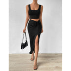 Damen Elegantes Maxi-Kleid mit seitlichem Schlitz und lässigem Wickeldesign R&B