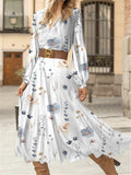 Damen Maxikleid mit floralen Mustern und eleganter V-Ausschnitt-Detailierung