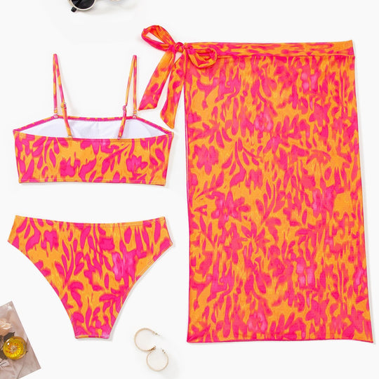 Damen Bikini-Set mit modischem Bandeau-Oberteil und hoch geschnittenen Bottoms R&B