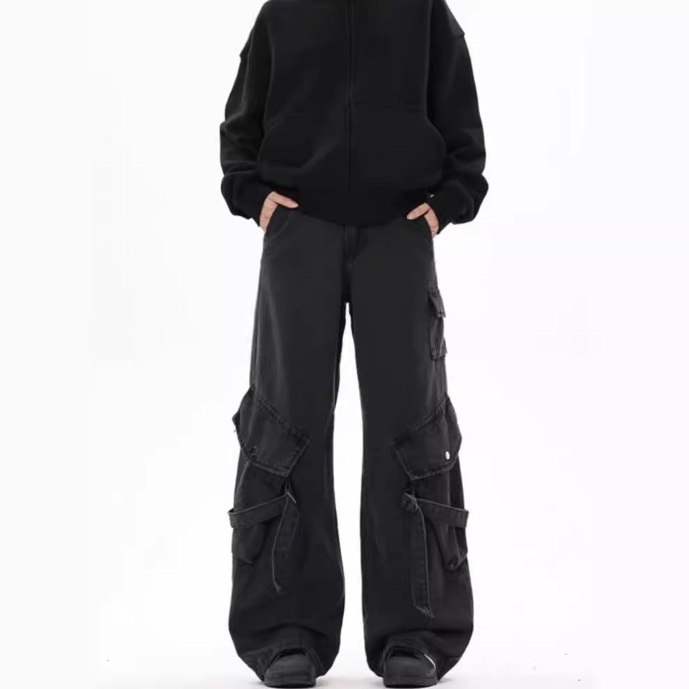 Damen Weite Cargo-Hose mit tiefem Schritt und praktischen Seitentaschen R&B
