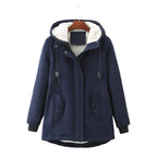 Damen warme Fleecegefütterte Parka-Jacke mit verstellbarem Taillenzug