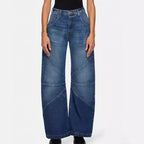 Damen Weite Denim-Jeans mit besonderen Schnittdetails