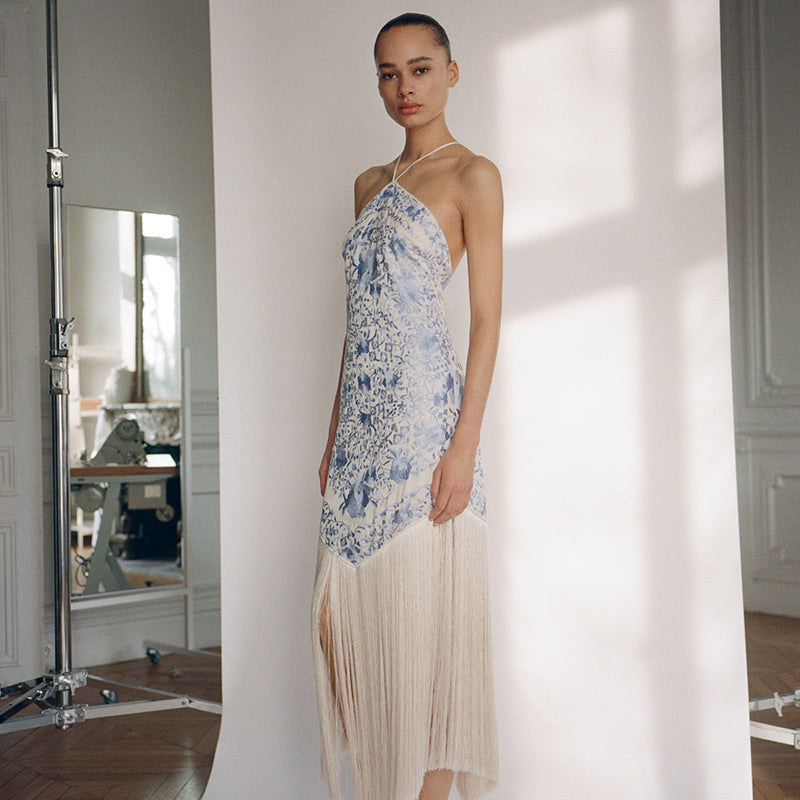 Damen Maxikleid mit elegantem Fransen-Design R&B