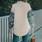 Damen Cordjacke mit dekorativem Ethnomuster