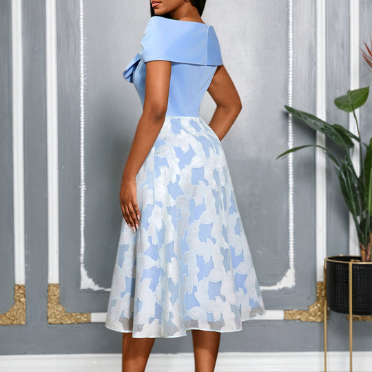 Damen festliches Cocktailkleid mit raffiniertem Überwurf und elegantem Rock R&B