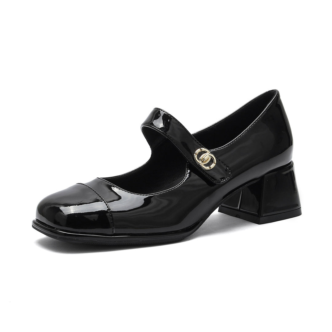 Damen Mary-Jane Pumps mit edlem Lackfinish und modischem Riemen R&B
