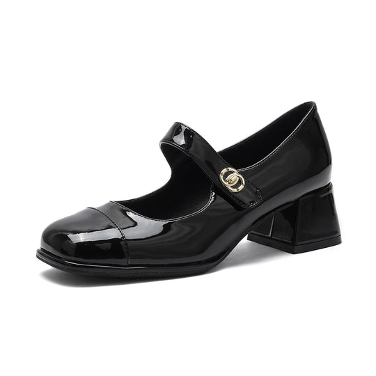 Damen Mary-Jane Pumps mit edlem Lackfinish und modischem Riemen R&B
