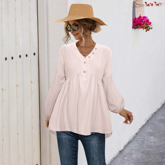 Damen Blusenshirt mit Knopfdetails und lockerer Passform R&B