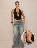 Damen Hochgeschlossenes Cropped-Top mit elegantem Drapierungsdesign R&B