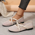 Damen Netz-Ballerinas mit elastischem Riemen und dekorativem Schleifendetail R&B