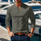 Herren Langarmshirt mit strukturiertem Stehkragen und praktischen Knopfdetails R&B
