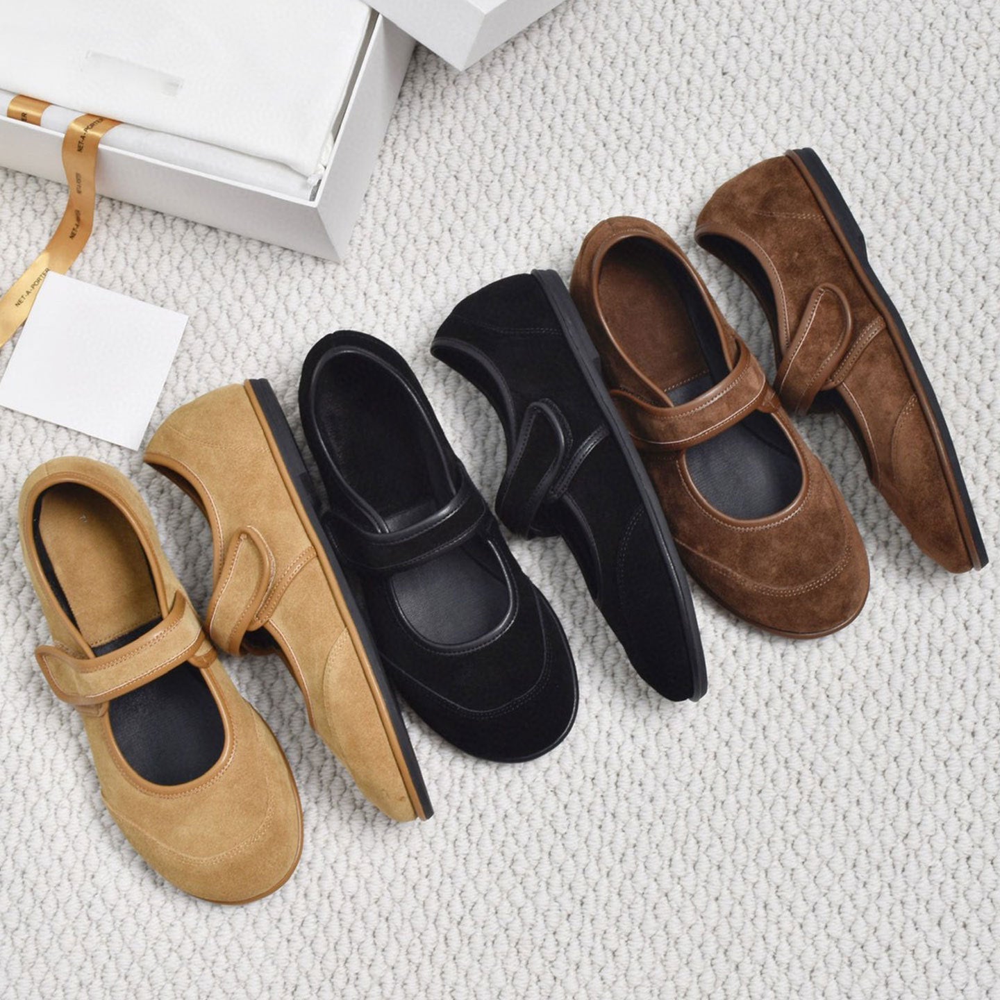 Damen Ballerinas mit verstellbarem Riemen und weichem Wildleder R&B