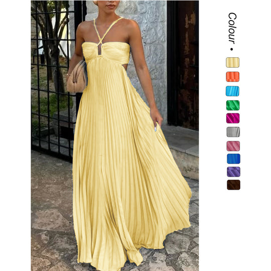 Damen Plisseekleid mit schulterfreiem Design und raffinierten Trägerdetails R&B