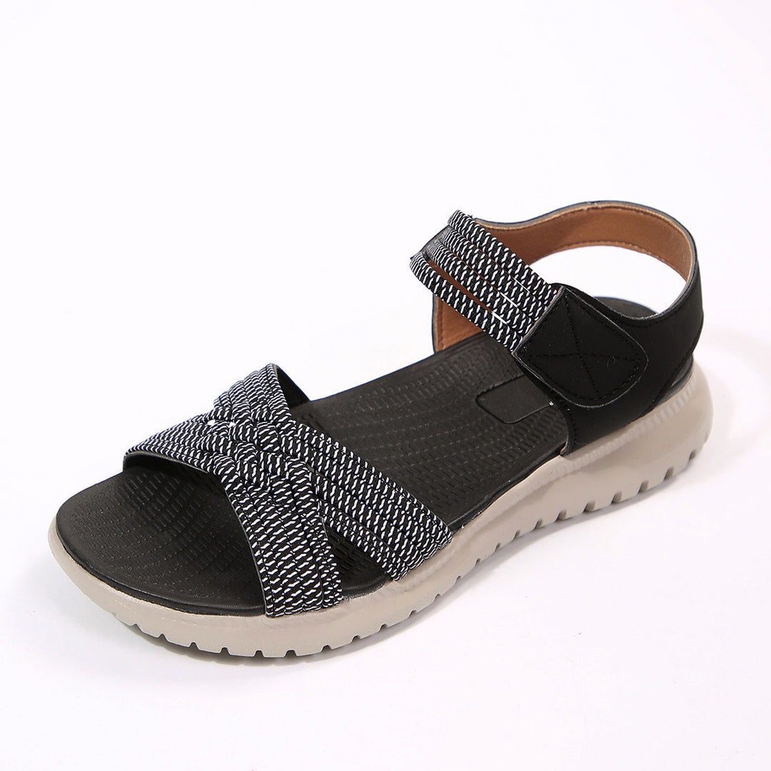 Damen komfortable Riemensandalen mit verstellbarem Klettverschluss R&B