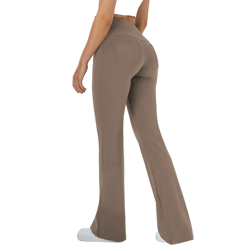 Damen bequeme Sportleggins mit hohem Bund und praktischen Taschen R&B