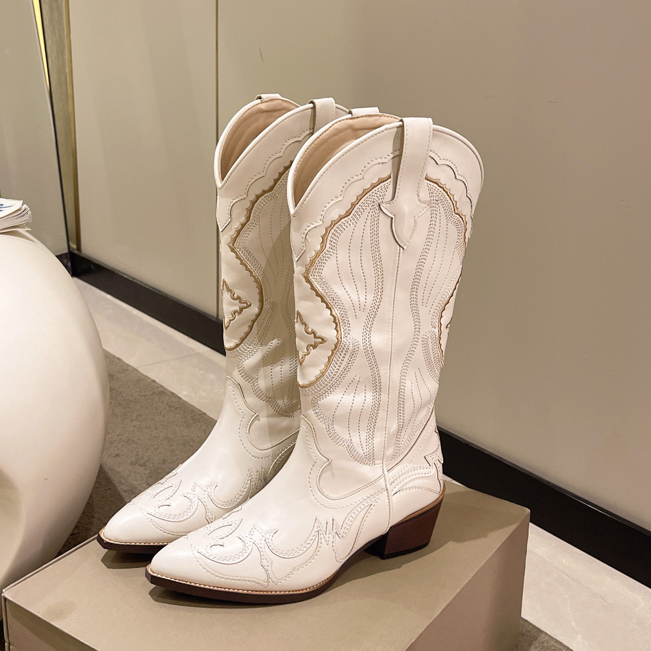 Damen Cowboy-Stiefel im eleganten Design mit filigraner Verzierung R&B
