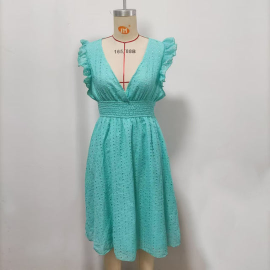 Damen Sommerkleid mit eleganten Spitzenärmeln R&B