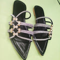 Damen elegante Riemchen-Sandalen mit funkelnden Akzenten und spitzem Zehenbereich R&B