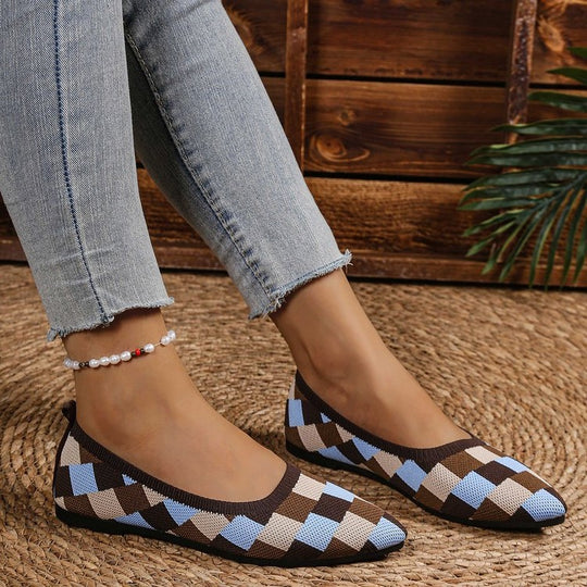 Damen Ballerinas mit geometrischem Muster und flexiblem Fußbett R&B