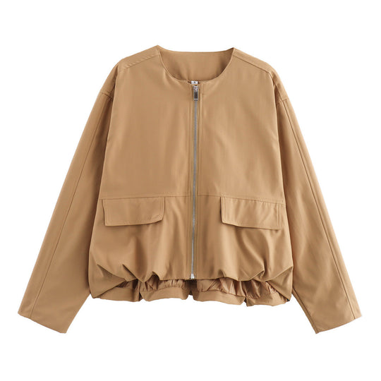 Damen lässige Steppjacke mit praktischen aufgesetzten Taschen und elastischem Bund R&B
